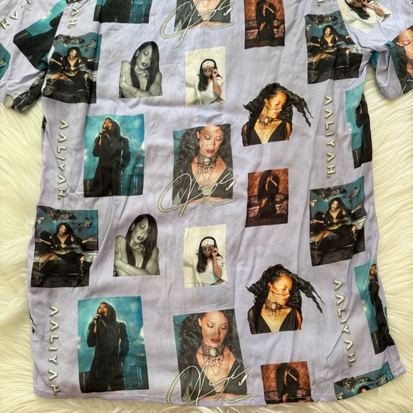 H&M Aaliyah All Over Photo Print Button Down Shirt Small - Picture 6 of 6